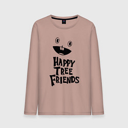 Лонгслив хлопковый мужской Happy Three Friends - LOGO, цвет: пыльно-розовый