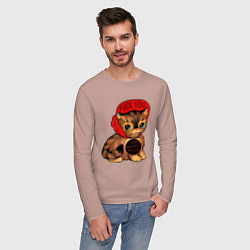 Лонгслив хлопковый мужской Миленькая кошечка, цвет: пыльно-розовый — фото 2