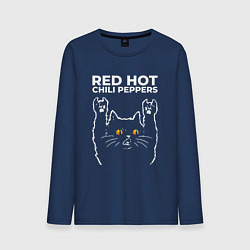 Лонгслив хлопковый мужской Red Hot Chili Peppers rock cat, цвет: тёмно-синий