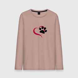 Лонгслив хлопковый мужской Сердце и лапа, цвет: пыльно-розовый