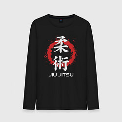 Лонгслив хлопковый мужской Jiu-jitsu red splashes, цвет: черный