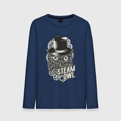 Лонгслив хлопковый мужской Steam owl, цвет: тёмно-синий