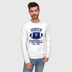 Лонгслив хлопковый мужской Денвер американский футбол, цвет: белый — фото 2