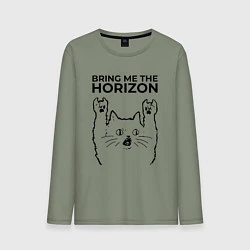 Лонгслив хлопковый мужской Bring Me the Horizon - rock cat, цвет: авокадо