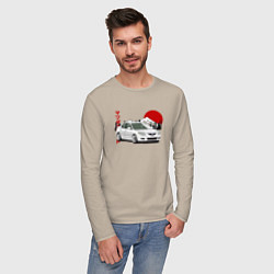 Лонгслив хлопковый мужской Mazda 3 bk JDM Retro, цвет: миндальный — фото 2