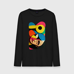 Лонгслив хлопковый мужской Поп-арт в стиле Пабло Пикассо, цвет: черный