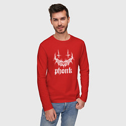 Лонгслив хлопковый мужской Phonk лого, цвет: красный — фото 2