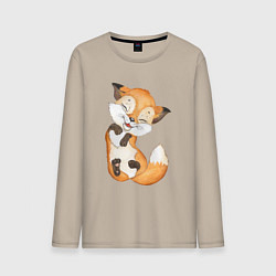 Мужской лонгслив Довольная радостная лисичка