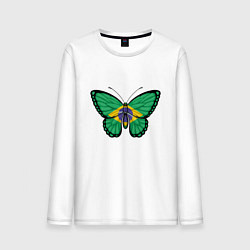 Лонгслив хлопковый мужской Бабочка - Бразилия, цвет: белый