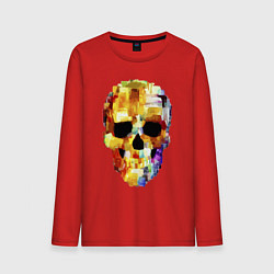 Лонгслив хлопковый мужской Color skull - sketch, цвет: красный