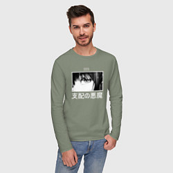 Лонгслив хлопковый мужской Макима - Глаза демона контроля, цвет: авокадо — фото 2