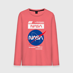 Лонгслив хлопковый мужской Nasa - Logo, цвет: коралловый