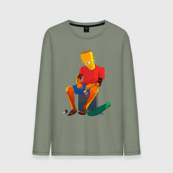 Лонгслив хлопковый мужской Bart Simpson - cool dude, цвет: авокадо