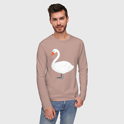 Лонгслив хлопковый мужской Бeлый лебедь, цвет: пыльно-розовый — фото 2