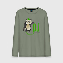 Мужской лонгслив DJ панда я люблю музыку