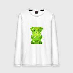 Лонгслив хлопковый мужской Желейный медведь зеленый, цвет: белый
