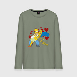 Лонгслив хлопковый мужской Гомер и Мардж Симпсон, цвет: авокадо