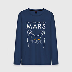 Лонгслив хлопковый мужской Thirty Seconds to Mars rock cat, цвет: тёмно-синий