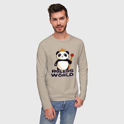 Лонгслив хлопковый мужской Панда - Правители Мира, цвет: миндальный — фото 2