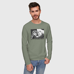 Лонгслив хлопковый мужской Чисаки и Юна - Юна из гостиницы Юраги, цвет: авокадо — фото 2