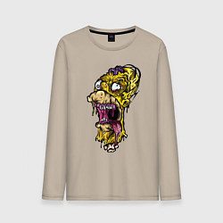 Лонгслив хлопковый мужской Homer Simpson - zombie - Halloween, цвет: миндальный