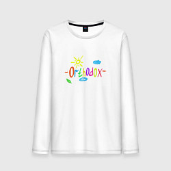 Лонгслив хлопковый мужской Христианский принт, цвет: белый