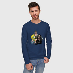 Лонгслив хлопковый мужской Дэвид и Сильверхенд - Киберпанк, цвет: тёмно-синий — фото 2
