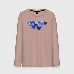 Лонгслив хлопковый мужской Череп - бабочка, цвет: пыльно-розовый