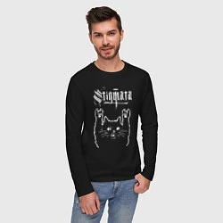 Лонгслив хлопковый мужской Stigmata рок кот, цвет: черный — фото 2