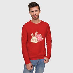 Лонгслив хлопковый мужской Спящий кролик, цвет: красный — фото 2