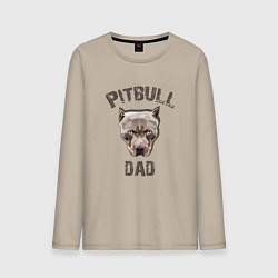 Лонгслив хлопковый мужской Pitbull dad, цвет: миндальный