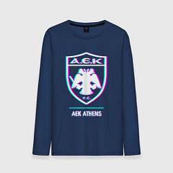 Лонгслив хлопковый мужской AEK Athens FC в стиле glitch, цвет: тёмно-синий