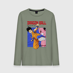 Лонгслив хлопковый мужской Dragon Ball - Сон Гоку - Удар, цвет: авокадо