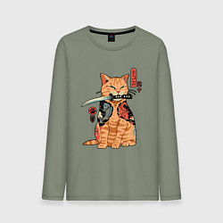 Мужской лонгслив Японский Кот Якудза