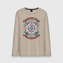 Лонгслив хлопковый мужской Морской исследователь, цвет: миндальный