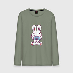 Лонгслив хлопковый мужской Кролик в маске, цвет: авокадо