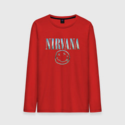 Лонгслив хлопковый мужской Nirvana - смайлик, цвет: красный