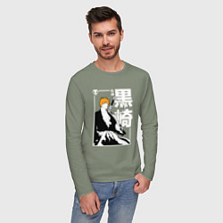 Лонгслив хлопковый мужской Тысячилетняя война - Ичиго - Блич, цвет: авокадо — фото 2