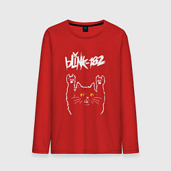 Лонгслив хлопковый мужской Blink 182 rock cat, цвет: красный