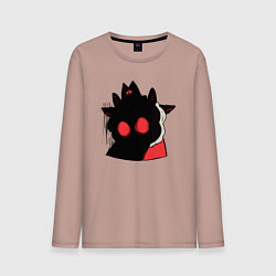 Лонгслив хлопковый мужской Cult of the Lamb - Овечка в испуге, цвет: пыльно-розовый