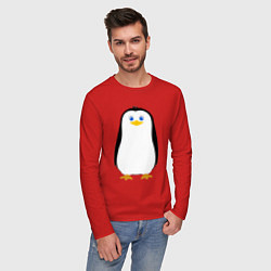 Лонгслив хлопковый мужской Красивый пингвин, цвет: красный — фото 2