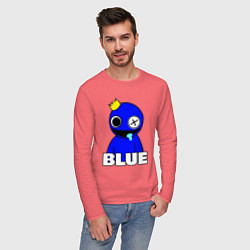 Лонгслив хлопковый мужской Радужные друзья улыбчивый Синий, цвет: коралловый — фото 2
