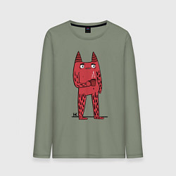 Лонгслив хлопковый мужской Кот босс, цвет: авокадо