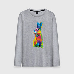 Лонгслив хлопковый мужской Кролик в стиле поп-арт, цвет: меланж