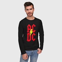 Лонгслив хлопковый мужской AC DC logo, цвет: черный — фото 2