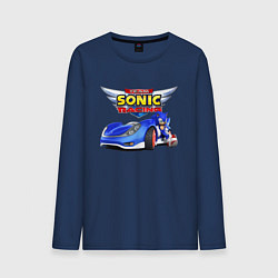 Лонгслив хлопковый мужской Team Sonic racing - hedgehog, цвет: тёмно-синий