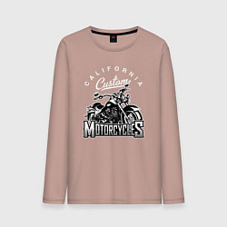 Лонгслив хлопковый мужской Мотоцикл монохром, цвет: пыльно-розовый