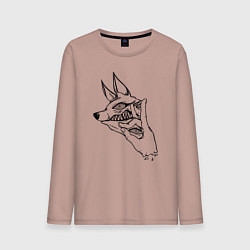 Лонгслив хлопковый мужской Аки человек бензопила лайн арт, цвет: пыльно-розовый