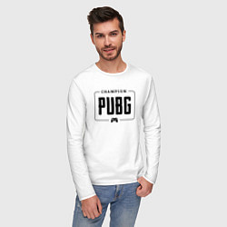 Лонгслив хлопковый мужской PUBG gaming champion: рамка с лого и джойстиком, цвет: белый — фото 2