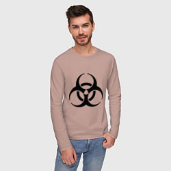 Лонгслив хлопковый мужской Biological hazard, цвет: пыльно-розовый — фото 2